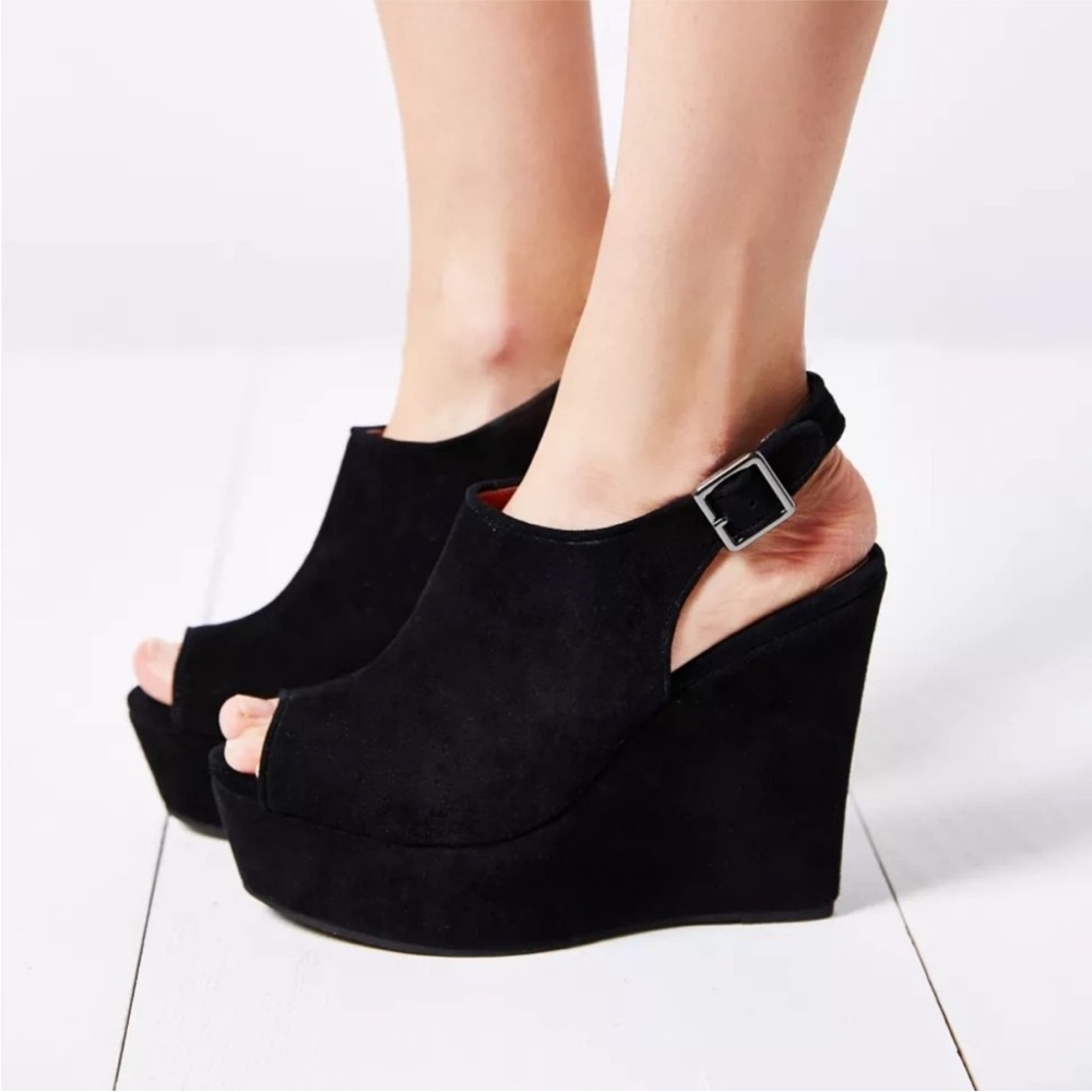 Jeffery Campbell Black Wedge Sandals